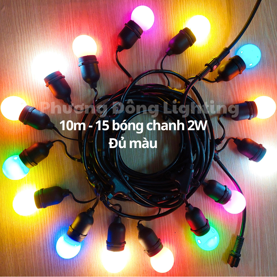 BỘ DÂY ĐUÔI ĐÈN TRANG TRÍ NGOÀI TRỜI KÍN NƯỚC + BÓNG LED CHANH 2W - TRẮNG/ VÀNG NẮNG/ ĐỦ MÀU
