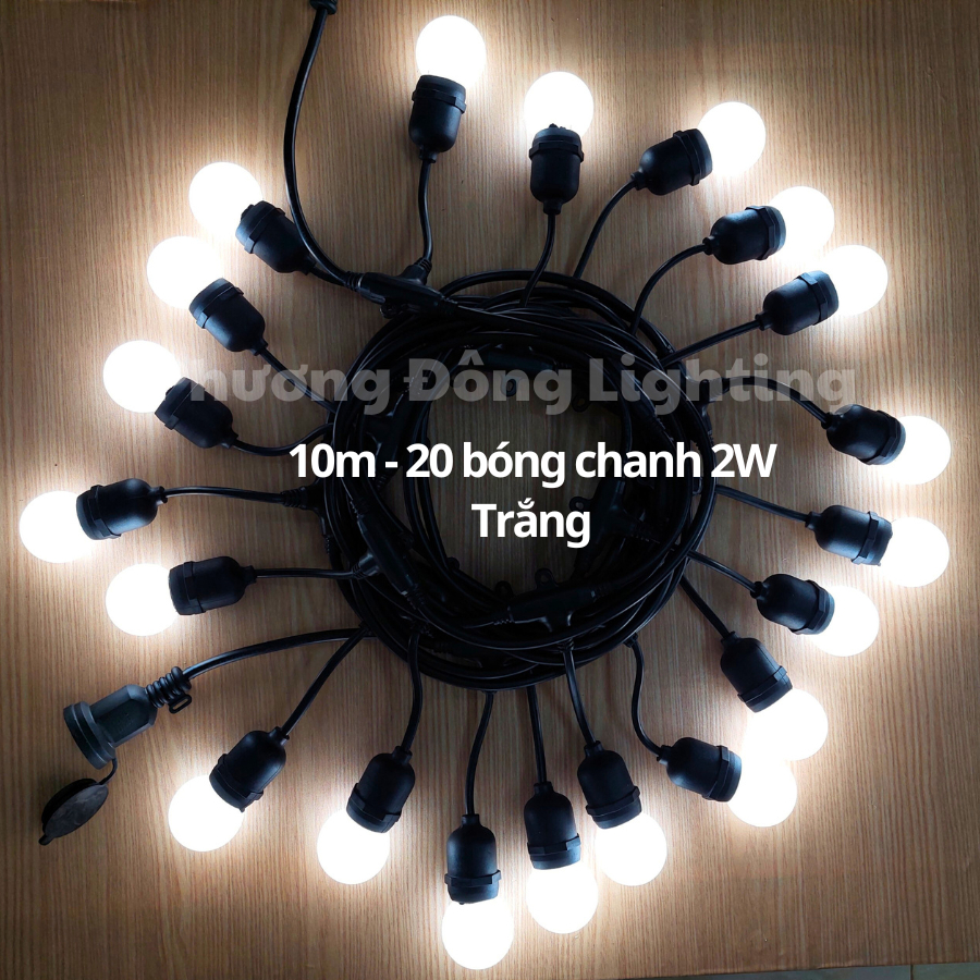 BỘ DÂY ĐUÔI ĐÈN TRANG TRÍ NGOÀI TRỜI KÍN NƯỚC + BÓNG LED CHANH 2W - TRẮNG/ VÀNG NẮNG/ ĐỦ MÀU