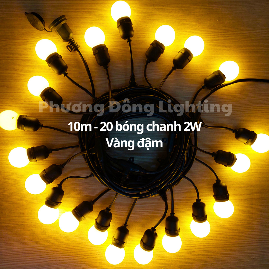 BỘ DÂY ĐUÔI ĐÈN TRANG TRÍ NGOÀI TRỜI KÍN NƯỚC + BÓNG LED CHANH 2W - TRẮNG/ VÀNG NẮNG/ ĐỦ MÀU