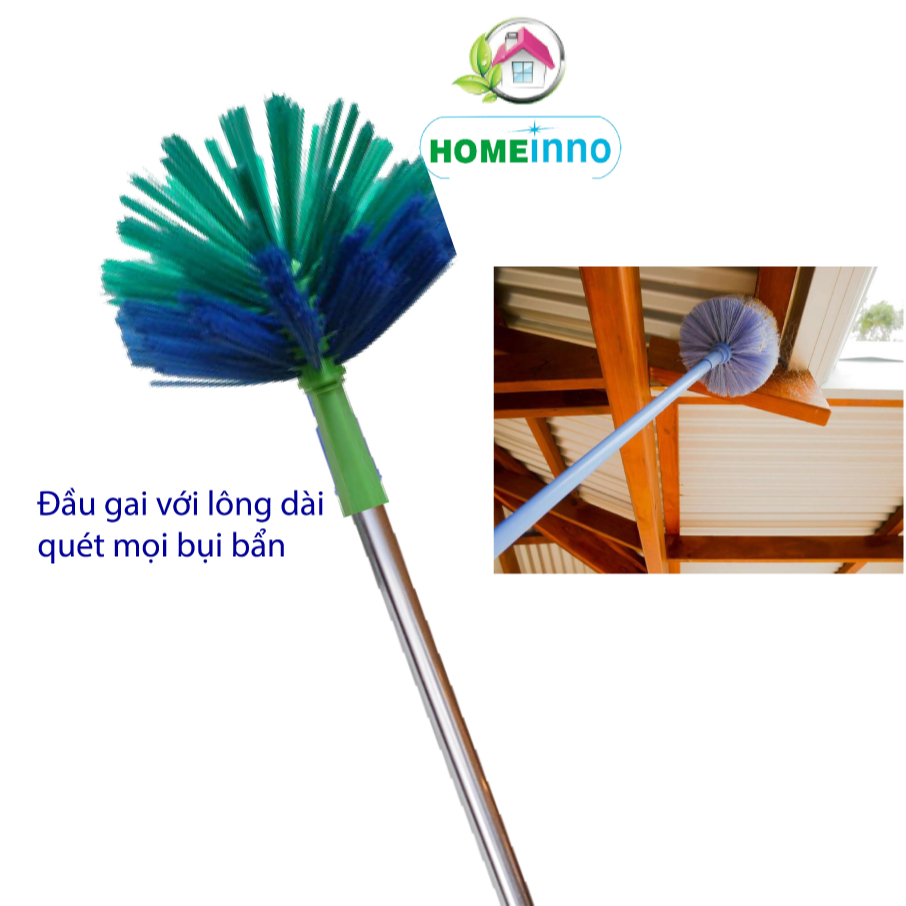Chổi Quét Trần Nhà, Quét Mạng Nhện Đầu Gai Cán Tăng Đơ Inox Homeinno Nhiều Kích Thước 1m4/2m/ 3m/4m/5m/6met