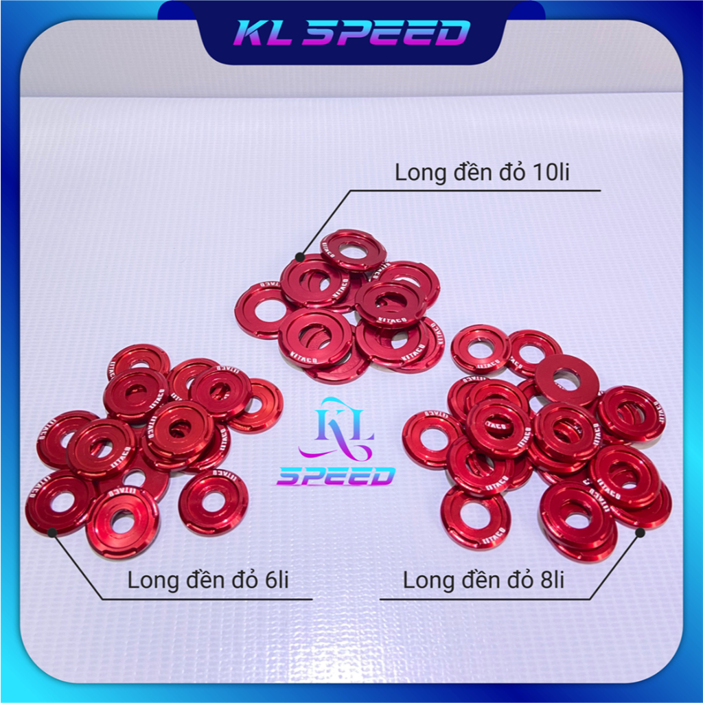Long đền đỏ nhôm Kitaco chính hãng 6li, 8li,10li trang trí xe máy