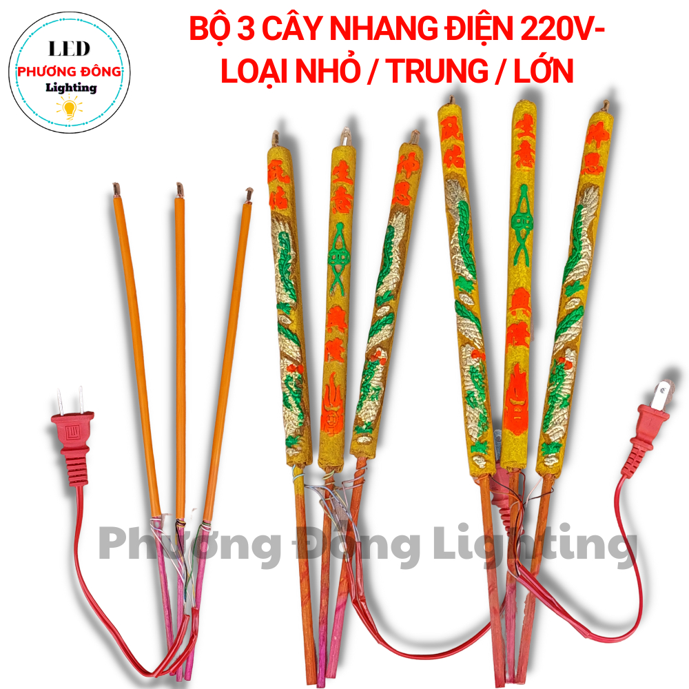 Bộ 3 cây Nhang Điện (Hương điện) Nhỏ - Trung - Lớn 220V