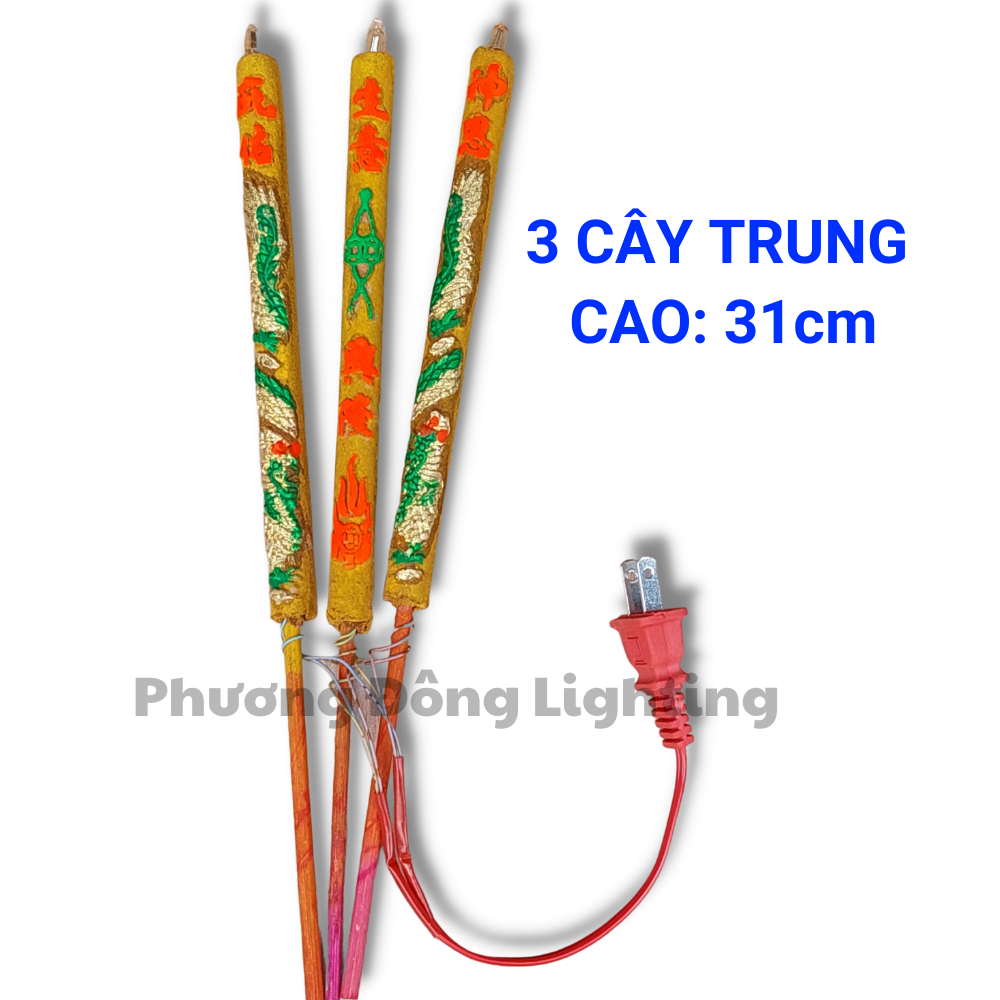 Bộ 3 cây Nhang Điện (Hương điện) Nhỏ - Trung - Lớn 220V