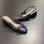 Giày cao gót bít mũi 3 phân đế vuông Annmodels kiểu dáng slingback phối nơ nhí sang trọng-Min3004NC