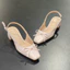 Giày cao gót bít mũi 3 phân đế vuông Annmodels kiểu dáng slingback phối nơ nhí sang trọng-Min3004NC