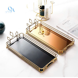 Khay Đựng Đồ Decor |Khay Vương Miện The Queen Decor Mặt Kính Pha Lê Cao Cấp |Khay Đựng Đồ Trang Điểm
