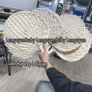 Quạt lá cọ, quạt lá đan thủ công, giỏ đan cói thủ công nhà lenguyen.baby