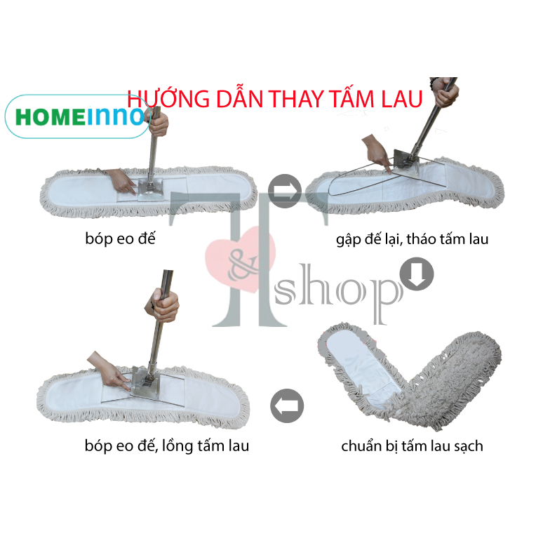 Tấm Giẻ Cotton 60cm Thay Thế Cây Lau Bụi, Lau Ẩm Homeinno