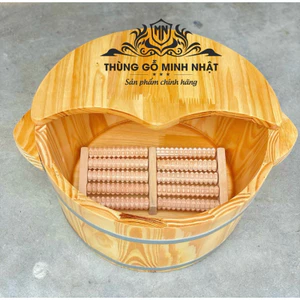 Chậu gỗ ngâm chân có nắp giữ nhiệt⚡FREE SHIP⚡ bồn ngâm chân gỗ