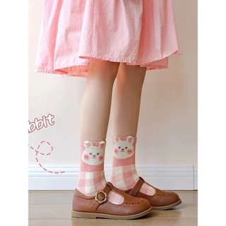 Set 5 Đôi Tất Cổ Cao Cho Bé Gái Hoạ Tiết Thỏ Cherry Chất Cotton Mềm te50