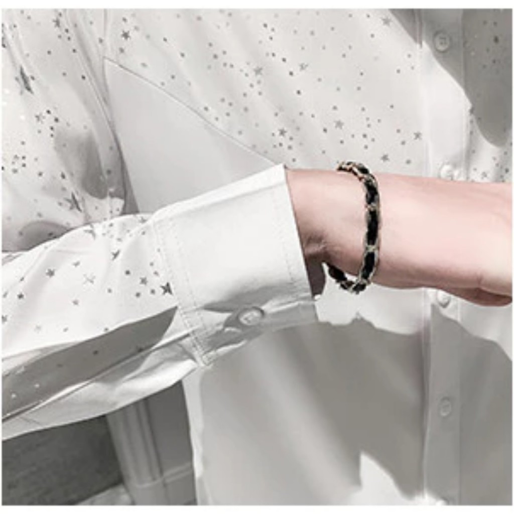 Áo sơ mi nam dài tay phối ngôi sao ⚡CỰC CHẤT⚡ Sơ mi couple NEW Dài Tay Vải Lụa Thoáng Mát 1999 Fashion - SM108