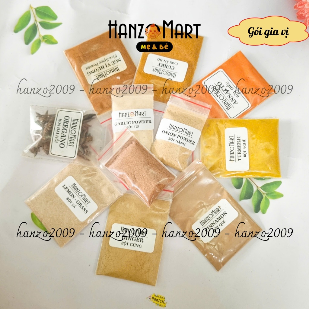 Bột hành tỏi quế/bột nghệ/ớt cựa gà cà ri cho bé ăn dặm