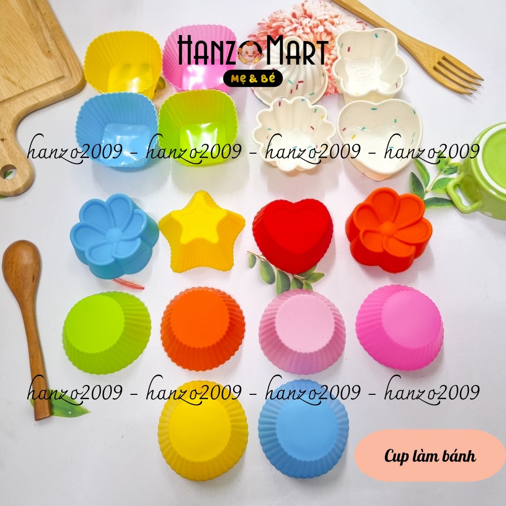Cup silicon làm bánh / khuôn cupcake silicon /khuôn silicon màm bánh mufin cho bé