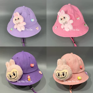 MŨ TAI BÈO LABUBU CUTE CHO TRẺ EM - NÓN VÀNH LABUBU CHO BÉ GÁI ĐI CHƠI, ĐI HỌC