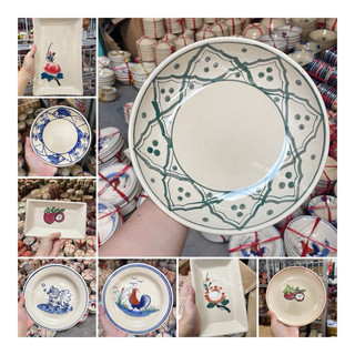 Dĩa Gốm Cao Cấp Vẽ Gà Trốg/Cá/Hoa/Chỉ/Măng Cụt Nhiều Kích Thước Từ 12cm Đến 23cm - Gốm Xưa Lái Thiêu Cho Người Hoài Niệm