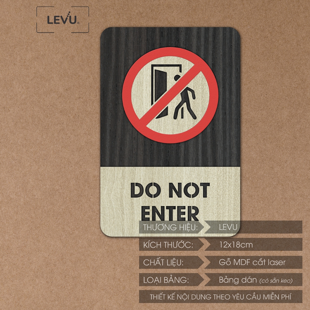 Bảng gỗ do not enter, biển báo khu vực không phận sự miễn vào LEVU-BG30