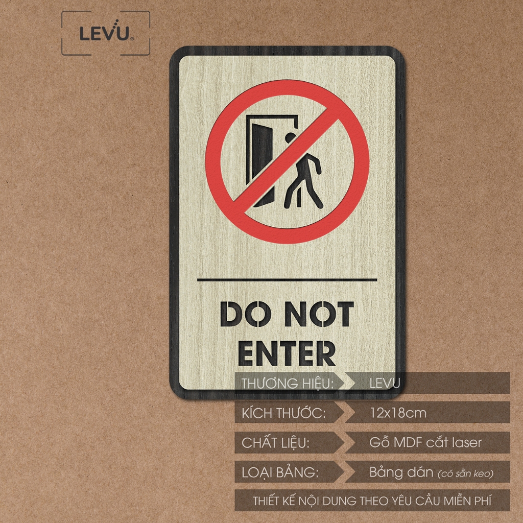 Bảng gỗ do not enter, biển báo khu vực không phận sự miễn vào LEVU-BG30