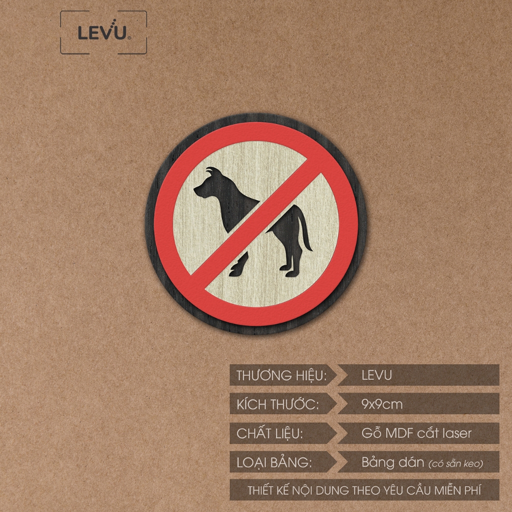 Bảng gỗ no pets, biển báo khu vực không mang theo thú cưng no pets LEVU-BG07