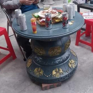 Khuôn bàn uống nước, chân đôn ang tròn, chậu tròn 1,1m - 1,2m, chất liệu nhựa abs