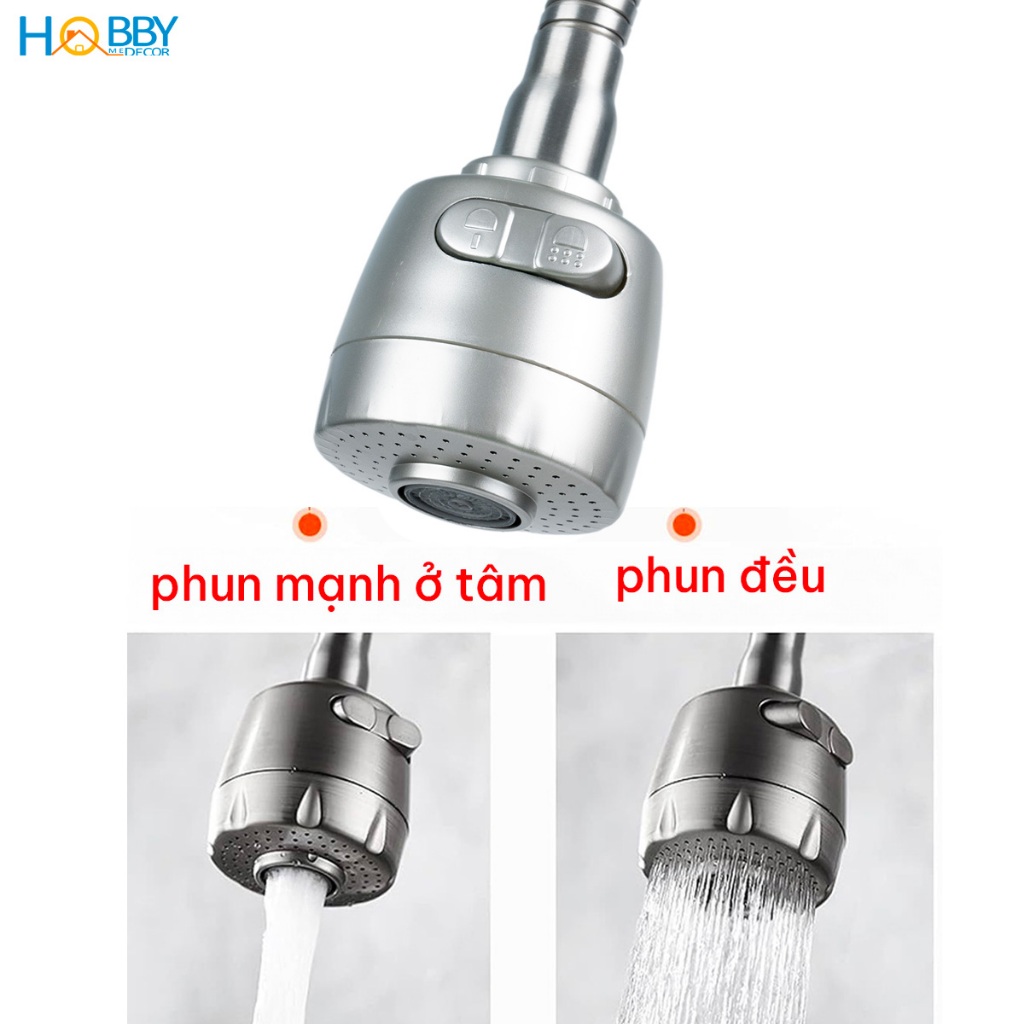 Vòi rửa chén nóng lạnh Inox 304 thân lò xo cong Hobby home decor LXNL1
