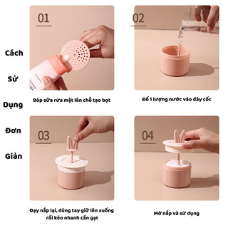 Cốc Tạo Bọt Rửa Mặt Tai Thỏ Cao Cấp Tạo Bọt Sữa Rửa Mặt Êm Dịu Làm Sạch Da Nhiều Màu Sắc 88840