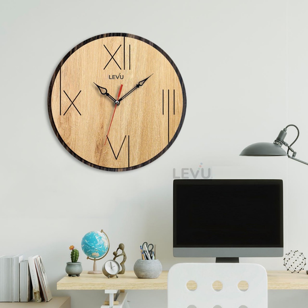 Đồng Hồ Gỗ Treo Tường Decor Vintage Tối Giản SB042 bản cao cấp