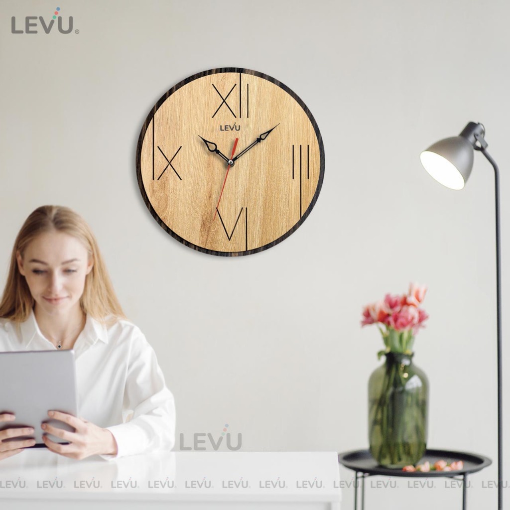 Đồng Hồ Gỗ Treo Tường Decor Vintage Tối Giản SB042 bản cao cấp