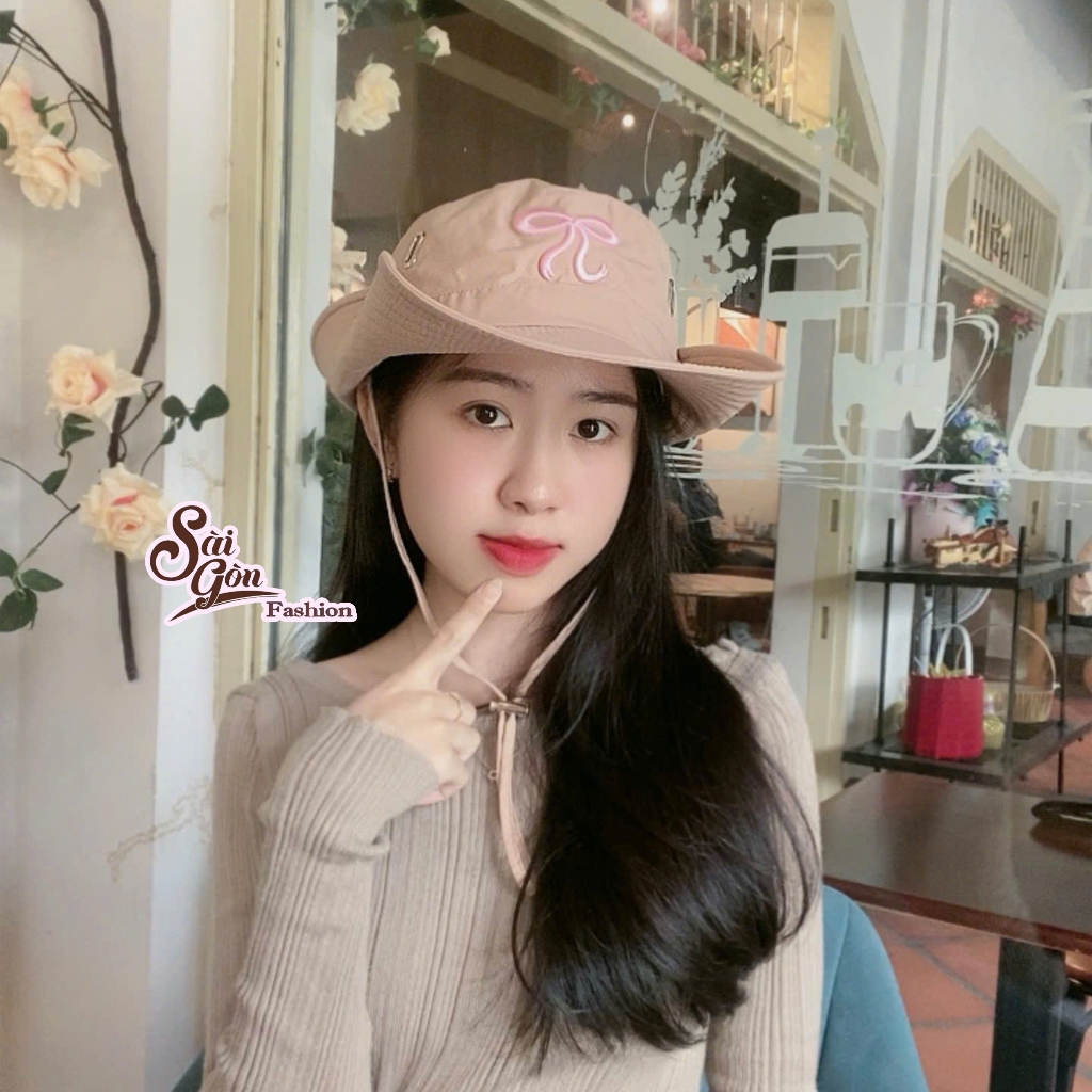 Mũ Bucket Cao Bồi thêu Nơ Vành Rộng Chống Nắng Form Unisex Nam Nữ Hot Trend
