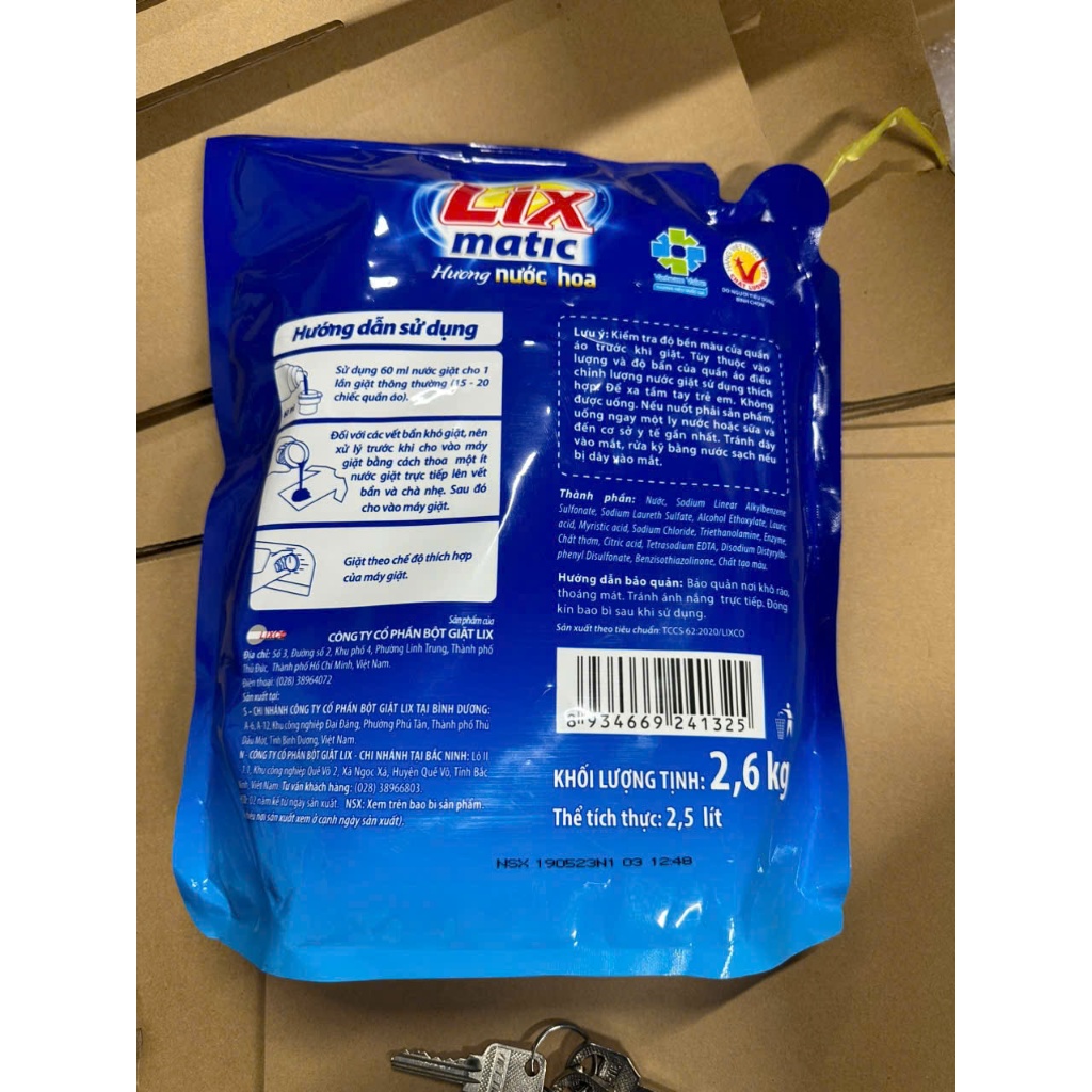 Ảnh Nước giặt Lix Matic hương nước hoa túi 2.6kg giặt tẩy vết bẩn cứng đầu, máy giặt cửa trước NGM27 - Lixco Việt Nam 2