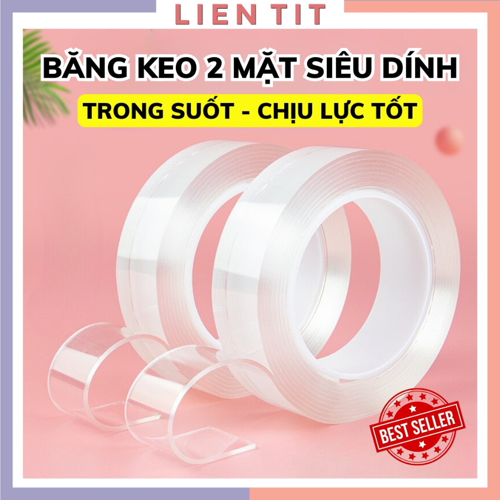 Băng Dính 2 Mặt Siêu Dính Băng Keo Nano Trong Suốt 3cm*3m Dán Tường Dính Mọi Bề Mặt Tiện Lợi - BANGDINH561