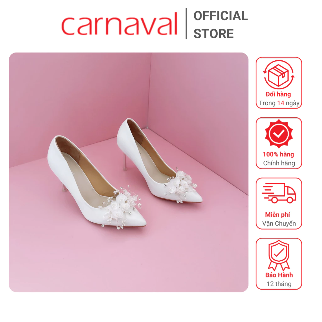 Giày Cao Gót Cưới Carnaval Đính Hoa Thủ Công