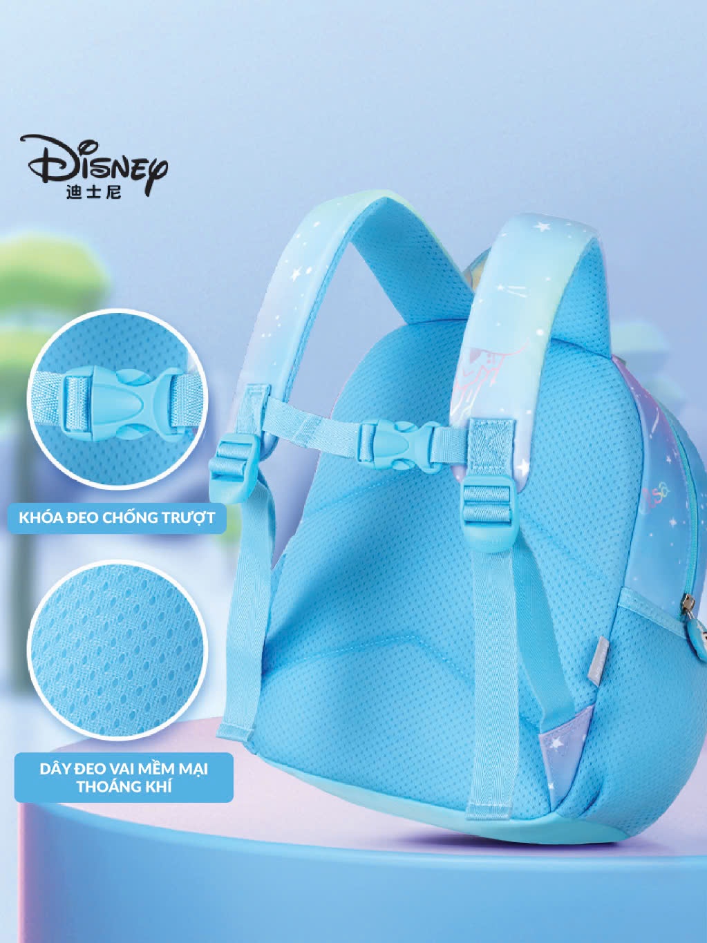 Ảnh Balo cho bé gái đi học mẫu giáo mầm non 1989KIDS từ 2 đến 5 tuổi hình in elsa siêu nhẹ thoáng khí cao cấp BL27 4