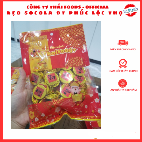1 thùng 12 lọ kẹo socola đồng tiền phúc lộc thọ Thái Foods, bánh kẹo đi lễ, lọ 50 chiếc