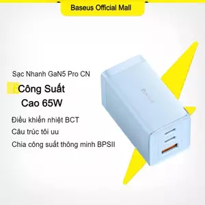 Bộ Sạc Nhanh Baseus GaN5 Pro 65W 2C+U QC4 PD3.0 AFC Máy Tính Xách Tay Với Cáp Type C 100W phù hợp cho Pad & Huawei P40