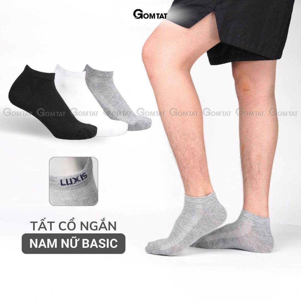 Tất cổ ngắn nam nữ GOMTAT ngang mắt cá, vớ cổ ngắn vải cotton thoáng mát, không xù lông sau khi giặt - LD-S01-TRON-1DOI