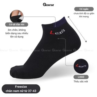 Tất trơn cổ ngắn nam nữ GOMTAT, vớ trơn cổ ngắn cao cấp chất liệu cotton mềm mịn, hút ẩm thoáng khí - LD-S01-LEXIS-1DOI