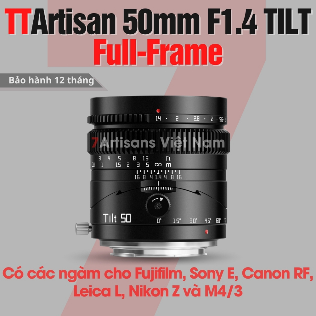 Ống Kính TTArtisan 50mm F1.4 TILT Lens Full-Frame Có Các Ngàm Cho Sony E Fe Leica L Canon Rf Nikon Z Fujifilm M4 3 I.267952498