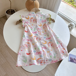 Váy sườn xám cách tân tay cánh tiên cho bé gái - đầm xinh cho bé 8-23kg - đồ trung thu