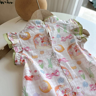 Váy sườn xám cách tân tay cánh tiên cho bé gái - đầm xinh cho bé 8-23kg - đồ trung thu