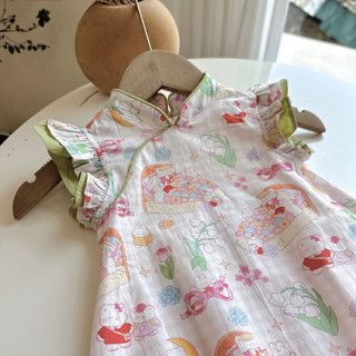Váy sườn xám cách tân tay cánh tiên cho bé gái - đầm xinh cho bé 8-23kg - đồ trung thu