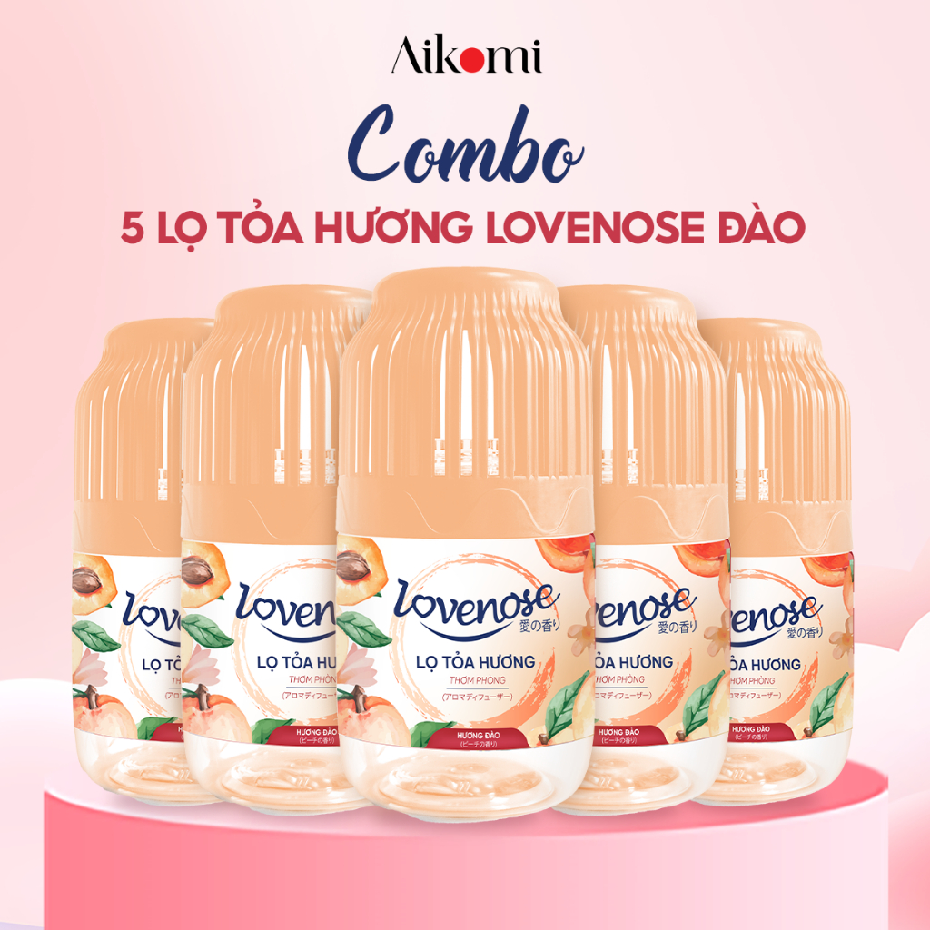 Ảnh Combo 5 Lọ tỏa hương Lovenose hương Đào thơm tự nhiên dễ chịu khử mùi sáp thơm phòng thế hệ mới 45 ngày- Dung tích 180ml 1