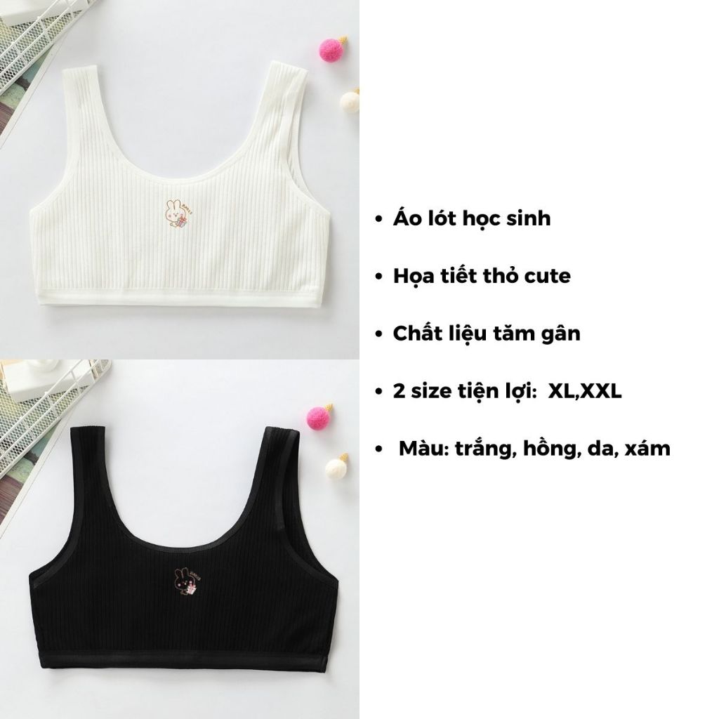 Áo lót học sinh dây bản to không đệm mút may hai lớp chắc chắn phong cách đơn giản LANIXA  A8574