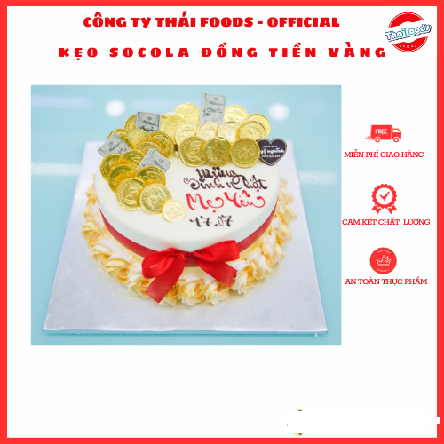 Socola đồng tiền decor bánh sinh nhật, Phụ kiện sinh nhật socola đồng tiền hình Thái Foods