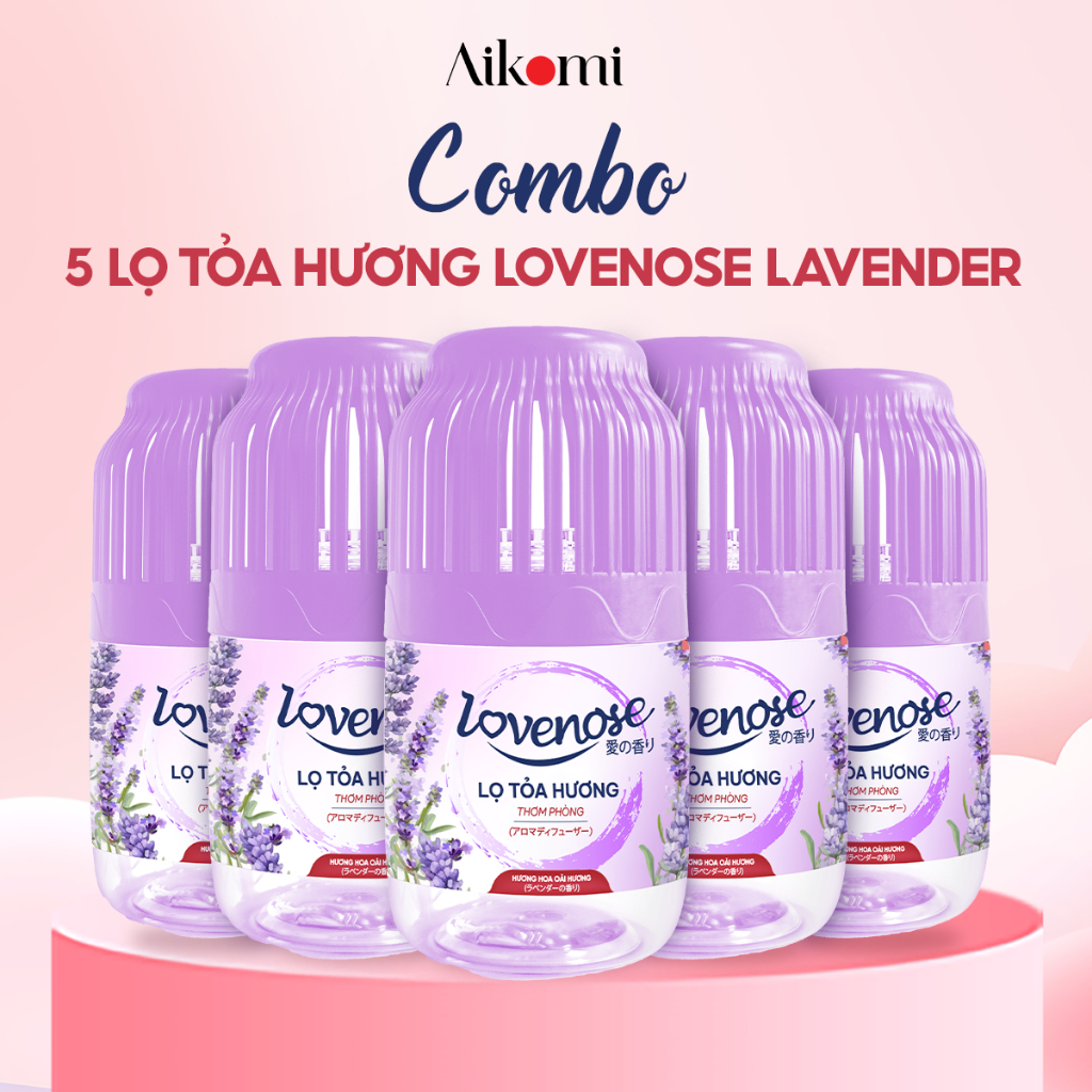 Ảnh Combo 5 Lọ tỏa hương Lovenose hương Lavender thơm tự nhiên dễ chịu khử mùi sáp thơm phòng thế hệ mới 48 ngày- 180ml 1