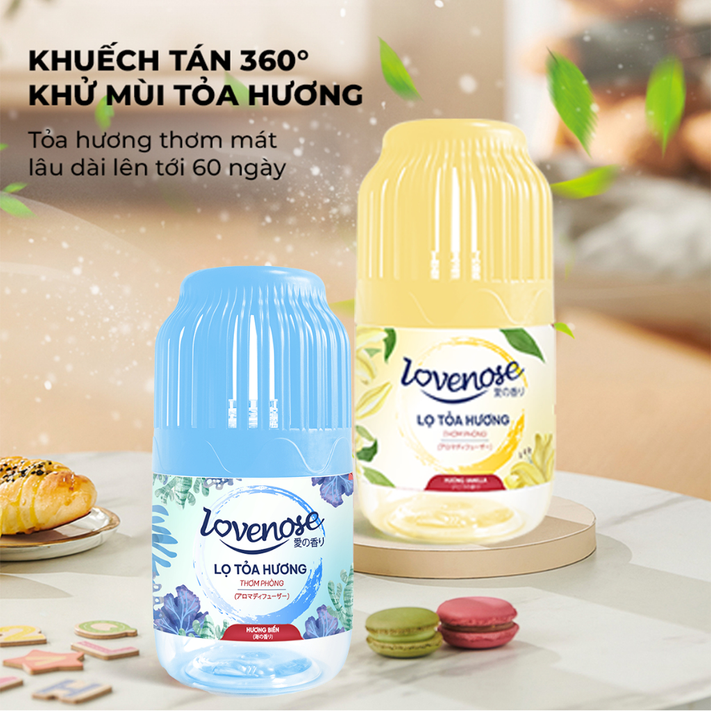 Combo Lọ tỏa hương Lovenose hương Đào thơm phòng tự nhiên dễ chịu 45 ngày - 180ml/lọ