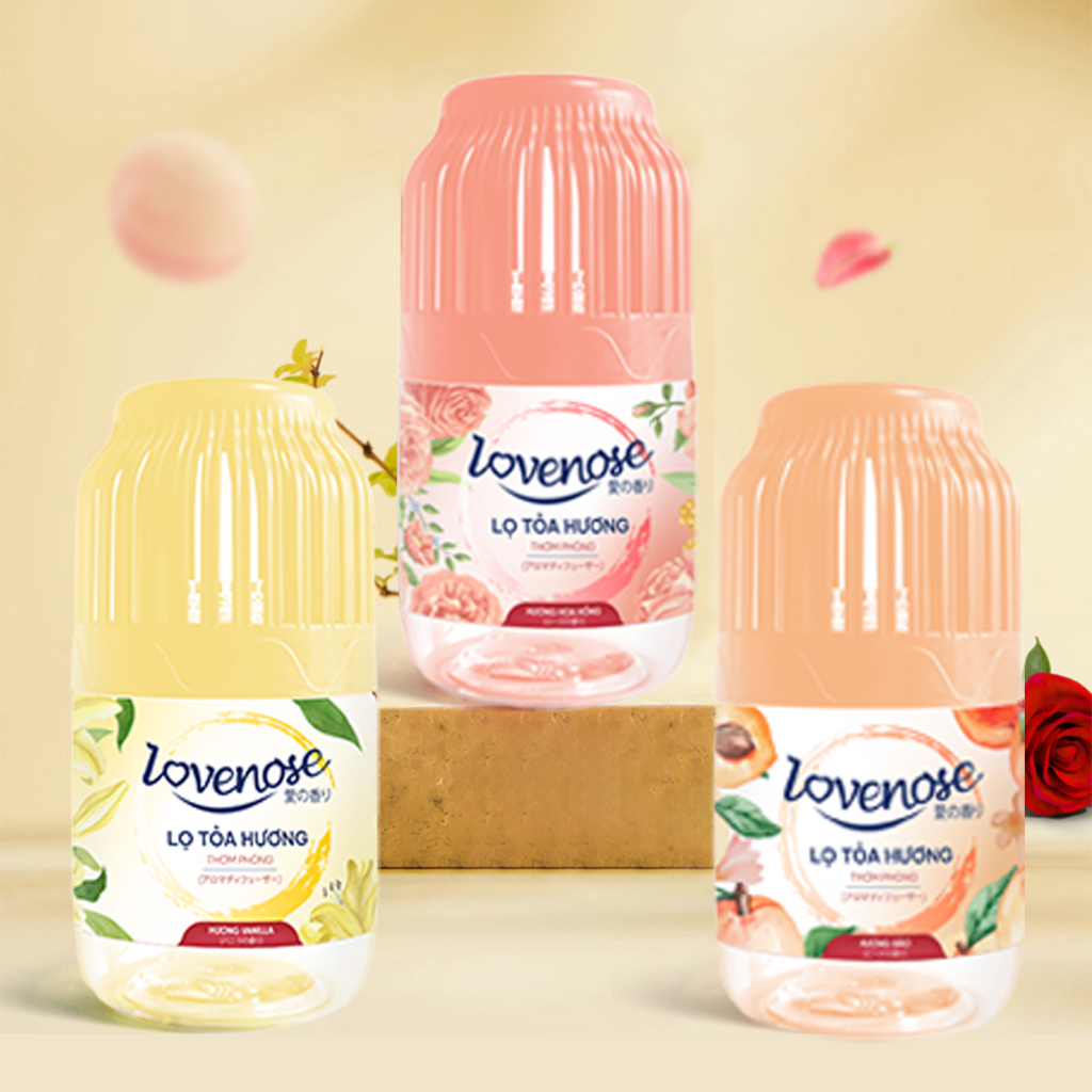 Combo Lọ tỏa hương Lovenose hương Đào thơm phòng tự nhiên dễ chịu 45 ngày - 180ml/lọ