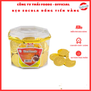 Kẹo socola đồng tiền vàng lọ vát 50 chiếc Thái Foods, Socola đi lễ, lọ nhỏ, thùng 12 lọ giá rẻ tại