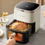 Nồi chiên không dầu Bear 5L QZG-P15R8 công suất 1500W, cửa kính trong suốt quan sát đồ ăn, màn hình cảm ứng có đèn