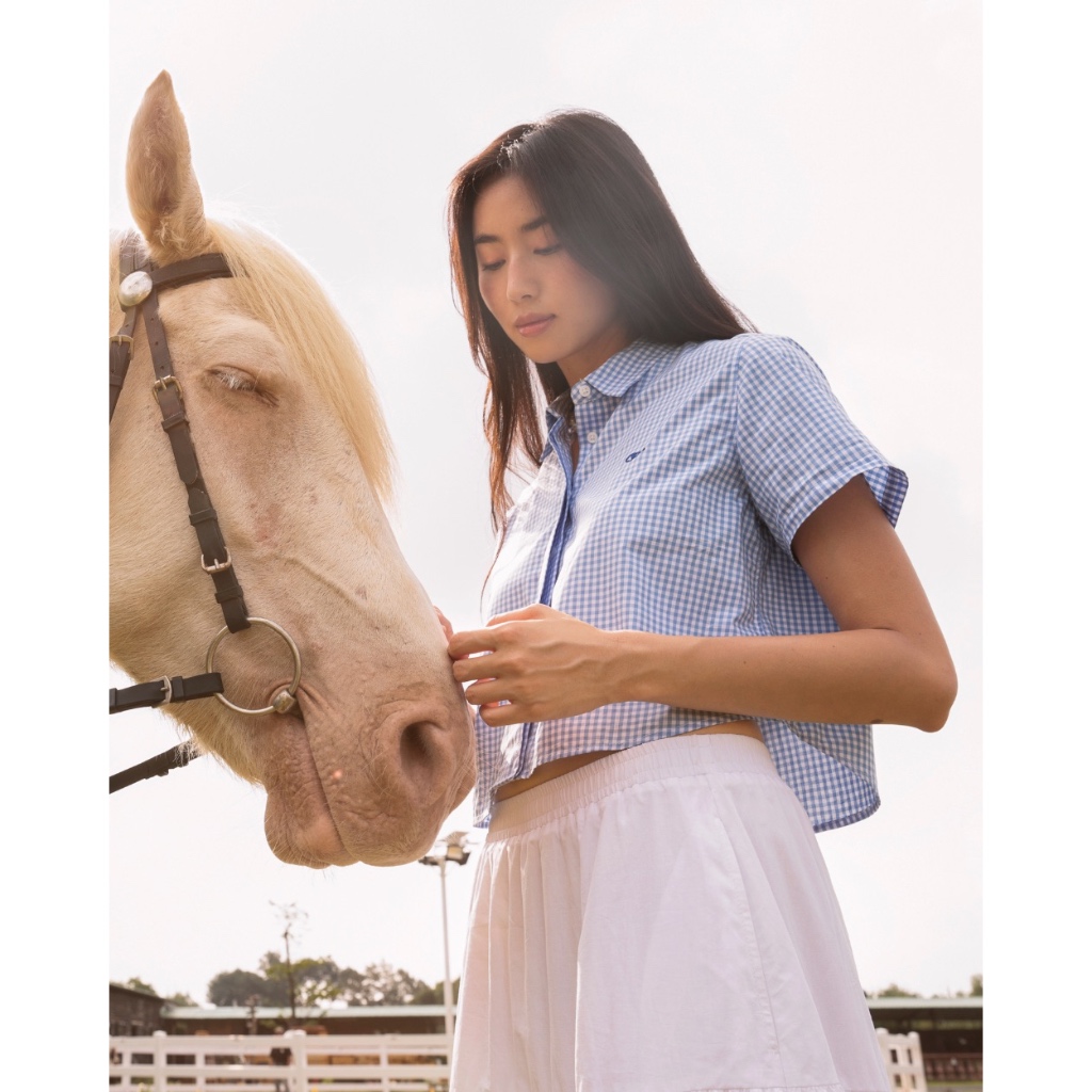 Ảnh TheBlueTshirt - Áo sơ mi tay ngắn sọc caro phom ngắn cho nữ - BlueMade Boxy Shirt - Women 4