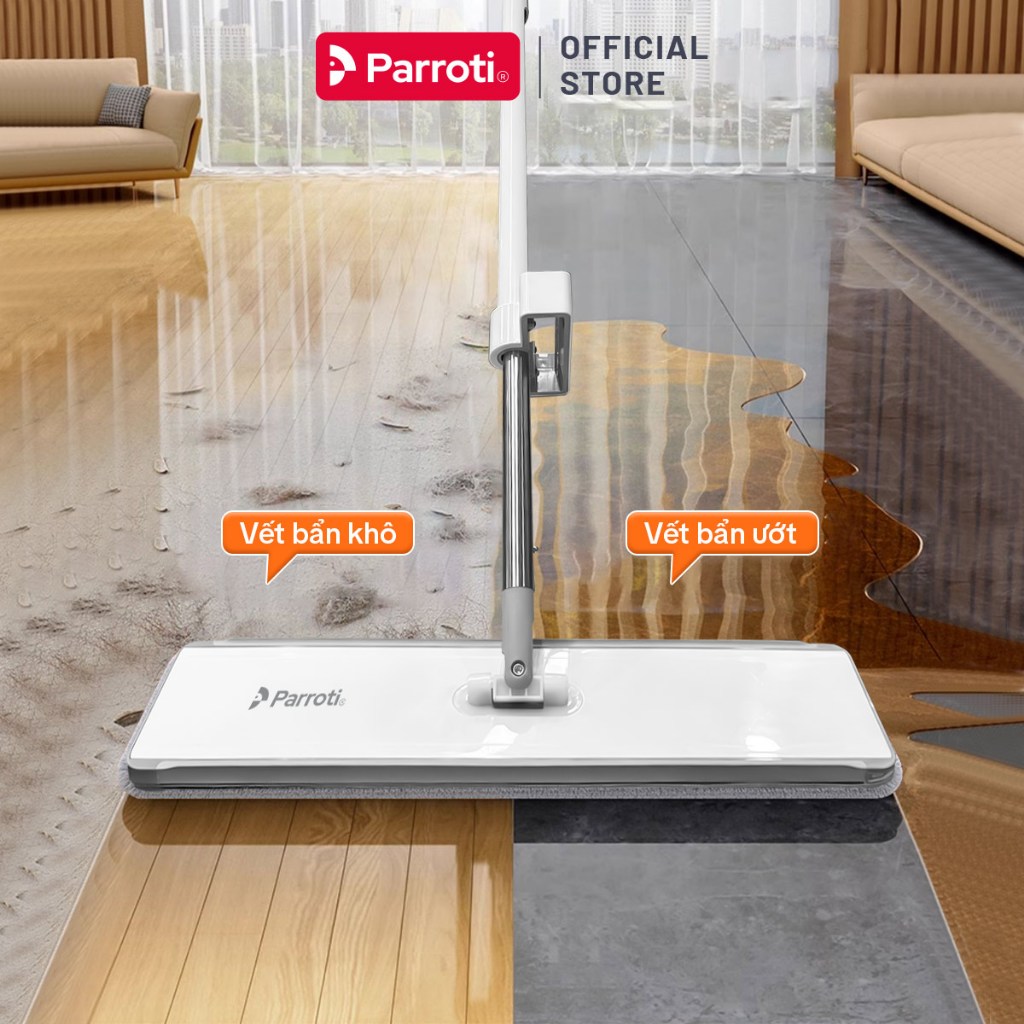 Ảnh Cây Lau Nhà Tự Vắt, Bàn Lau Xoay 360 Độ, Có Tích Hợp Gạt Nước, Cây Lau Trợ Lực Parroti Magic - MG03 3